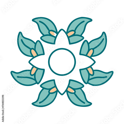 Flower and Leaf Wreath Icon for Web and Graphic Design