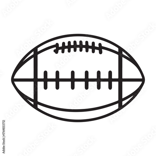 A black and white outline drawing of an American football.