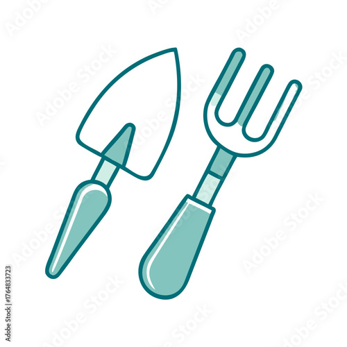 Gardening Tools Trowel and Fork Icon for Web and Graphic Design