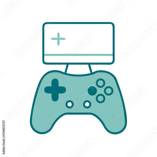 Gaming Console with Controller Icon for Web and Graphic Design
