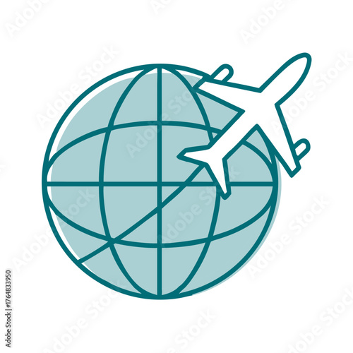 Globe with Crossed Plane No Flights or Travel Restriction Icon for Web and Graphic Design