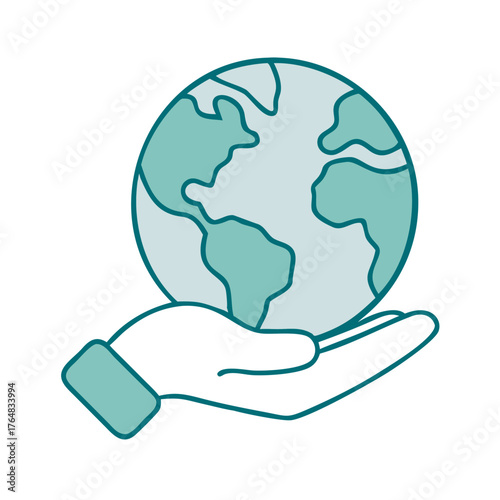 Globe with Hand Global Support or Offering Icon for Web and Graphic Design