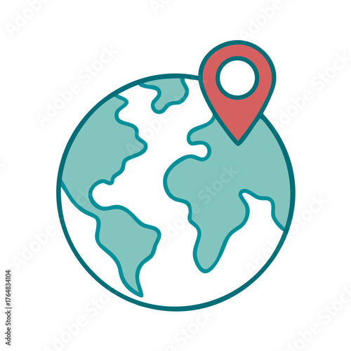 Globe with Single Map Pin Icon for Web and Graphic Design