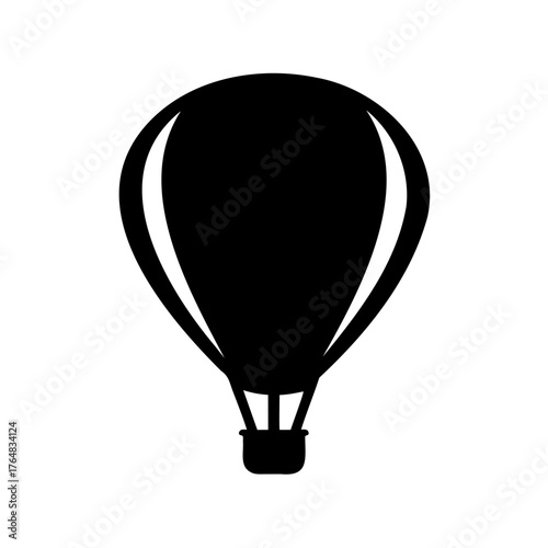 Silhouette of a hot air balloon floating in the sky, minimalist style