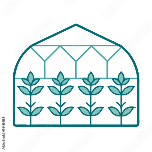 Greenhouse with Plants Hothouse or Nursery Icon for Web and Graphic Design