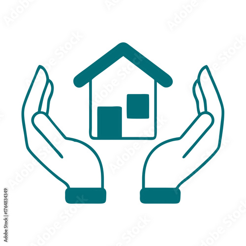 Hands Holding House Property Protection or Care Icon for Web and Graphic Design