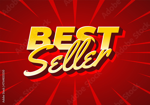 A vibrant graphic design featuring the words Best Seller in bold, stylized typography against a red