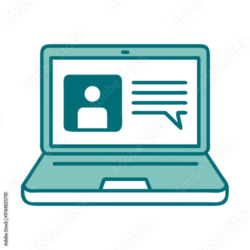 Laptop Chat Icon for Web and Graphic Design