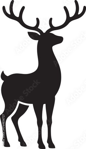 deer silhouette vector. Deer Silhouette Reindeer Vector icon isolated.