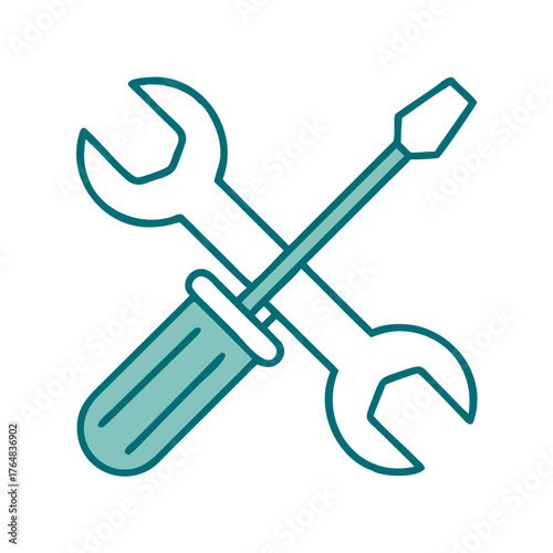 Screwdriver and Wrench Crossed Icon for Web and Graphic Design