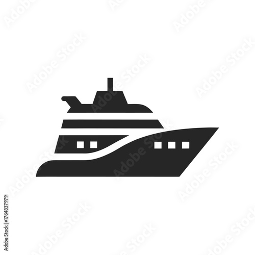 Minimal passenger ship silhouette cruise liner travel vector transportation illustration