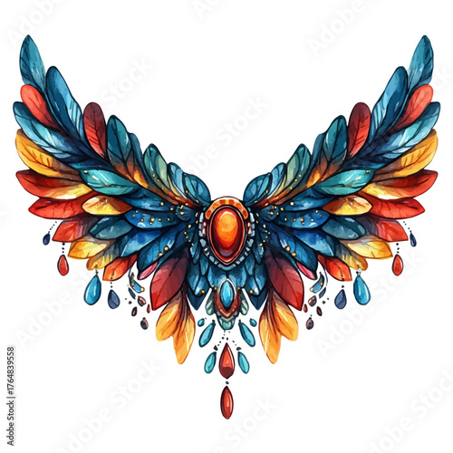 Tribal Body Jewelry, watercolor illustration vector, isolated on a white background.