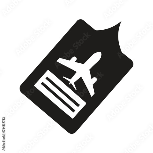Minimal travel pass silhouette vector ticket transportation airline icon illustration with white background