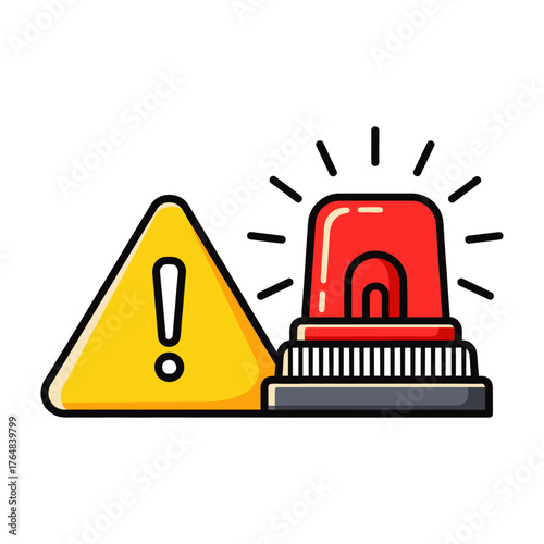 Wallpaper Mural Yellow warning triangle with exclamation mark and red flashing siren light alert danger Torontodigital.ca