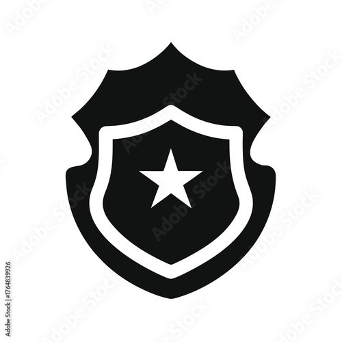 Simple police badge silhouette vector law enforcement officer security icon illustration