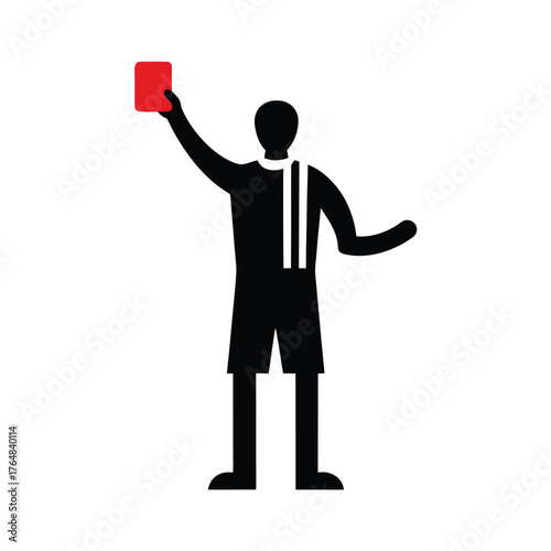 Minimal football referee silhouette vector clean red card sports official match illustration