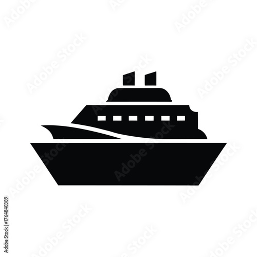 Simple ocean liner silhouette vector cruise ship icon travel and vacation illustration with white background
