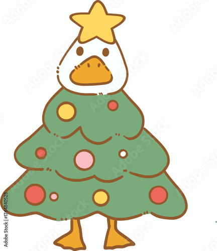 Cute christmas tree goose illustration