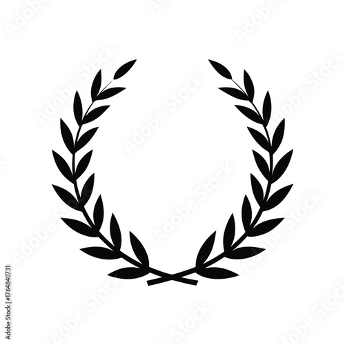 Minimal laurel branch wreath silhouette vector clean recognition honor achievement illustration design