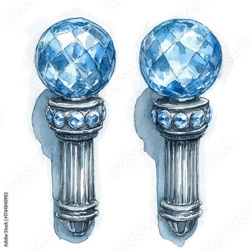 watercolor of Tragus Stud, vector, isolated on a white background.