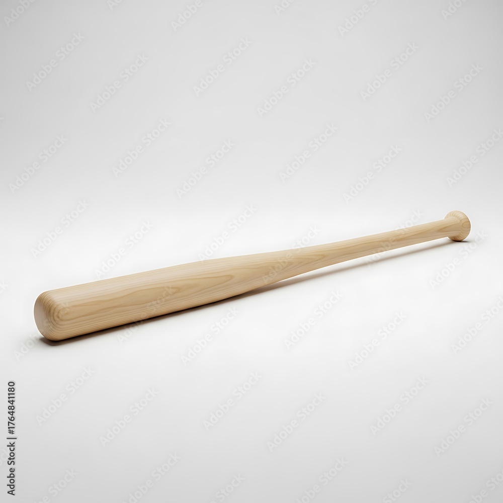 Naklejka premium Simple wooden baseball bat on a white background
