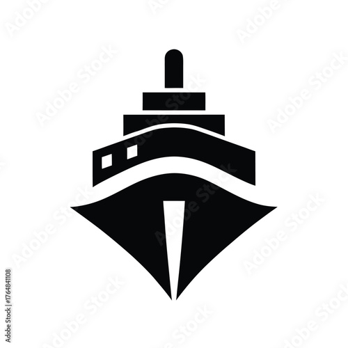 Minimal large ship silhouette vector clean ocean vessel maritime nautical travel illustration