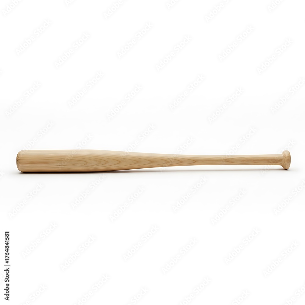 Obraz premium A simple wooden baseball bat on a white background