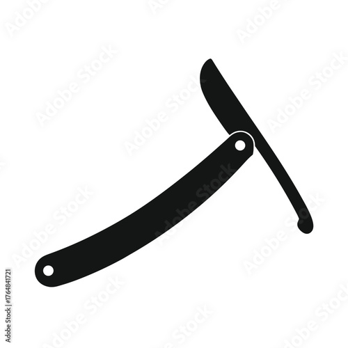 Minimal straight razor silhouette vector clean barber haircut shaving grooming tool icon design