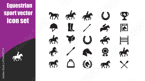 Equestrian sport  icon set