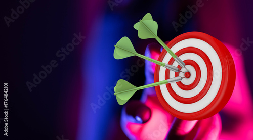 Close up of darts hitting t...