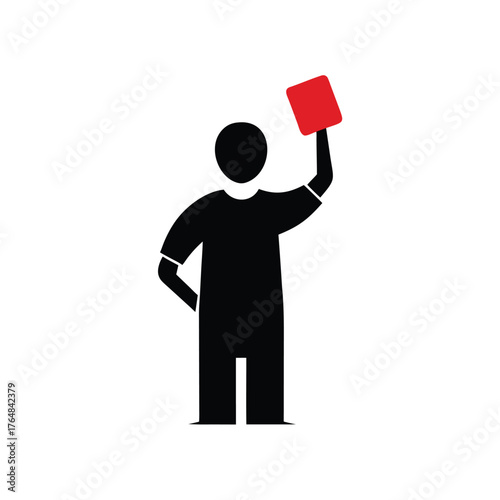 Referee holding red card silhouette vector sports discipline football soccer illustration clean vector