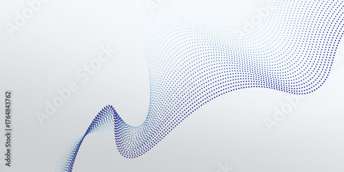 Wave line of flowing particles abstract vector background, smooth curvy shape dots fluid array. shape dots soft array particle dynamic energy