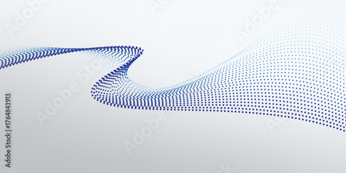 Wave line of flowing particles abstract vector background, smooth curvy shape dots fluid array. shape dots soft array particle