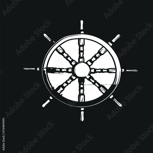 Ship steering wheel. Ship Steering Wheel Vector Icon, isolated on white, vector illustration
