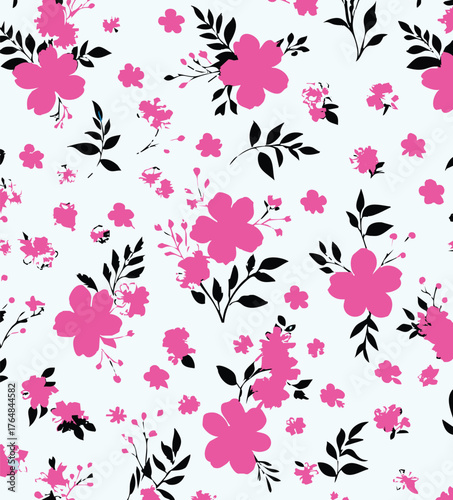 Small flowers, Daisy flowers, pattern on a yellow background with a wild flowers of different sizes artwork for tattoo, fabrics, souvenirs, packaging, greeting cards and scrapbooking