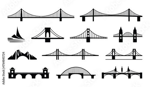 Iconic Bridge Silhouette Vector Set