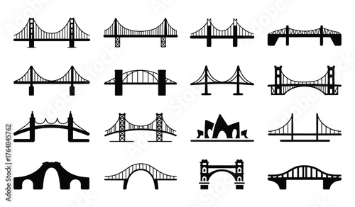 Monochrome Bridge Design Templates for Construction and Travel Logos