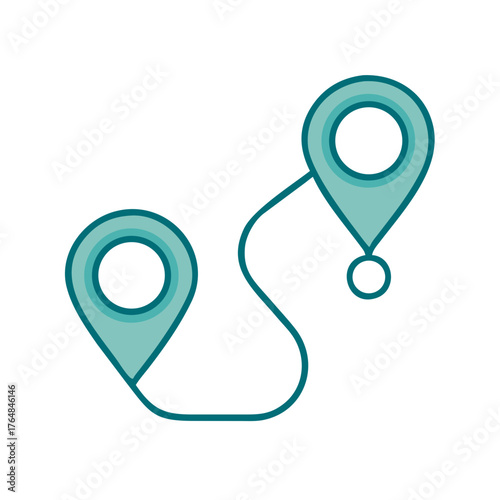 Two Pins Connected by Line Path Icon for Web and Graphic Design