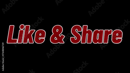Like and Share Text Animation on Transparent Background