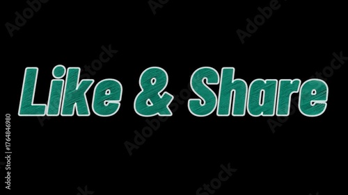 Like and Share Text Animation on Transparent