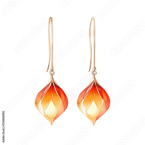 Threader Earrings, watercolor illustration vector, isolated on a white background.