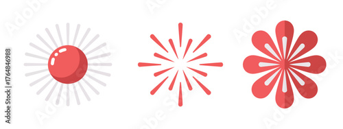 Vibrant red firework icon series in EPS format for New Year and Independence Day graphics