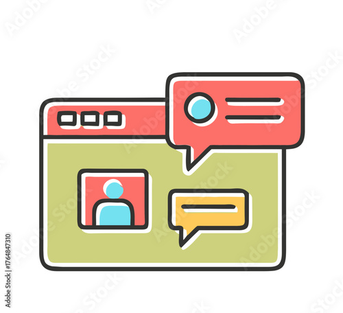 Graphic image of a chat window and messaging bubbles