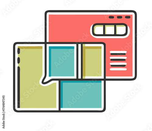 Illustration of a website interface with a chat element