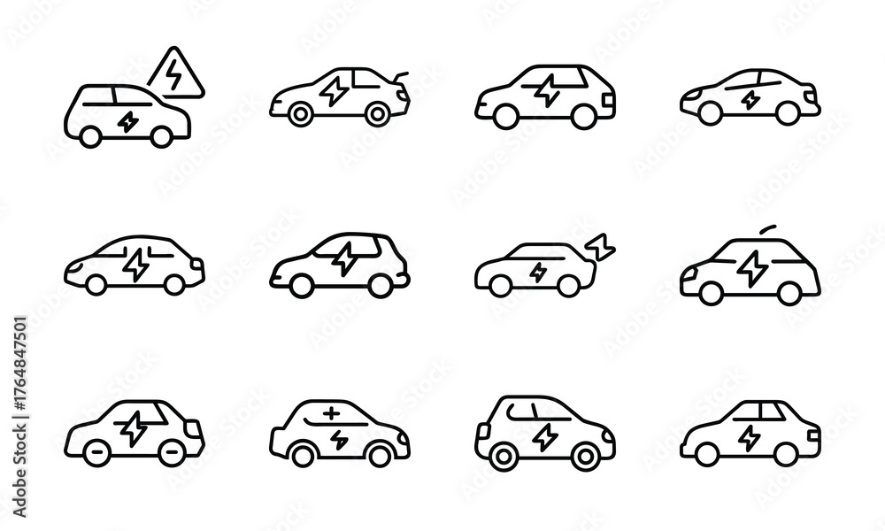 Obraz premium Medical and Vehicle Insurance Line Icons – Health, Auto, Life, and Safety Protection Outline Vector Icon Set for Insurance, Hospital, and Business Design