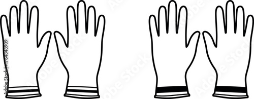 Black Outline Icons of Two Pairs of Gloves hand protection