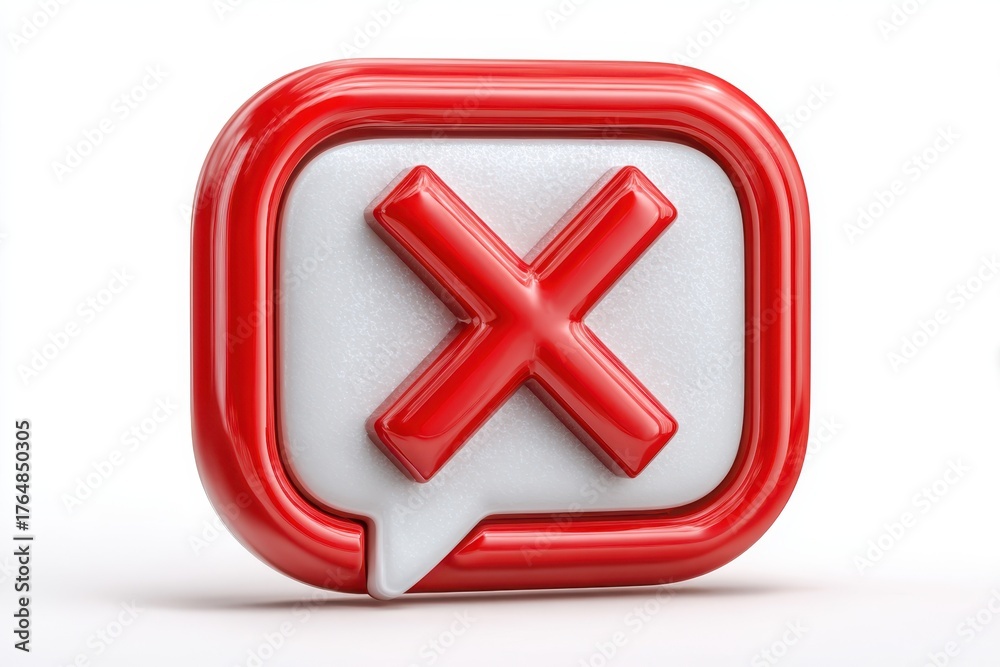 Obraz premium Red X mark inside a speech bubble icon cross wrong