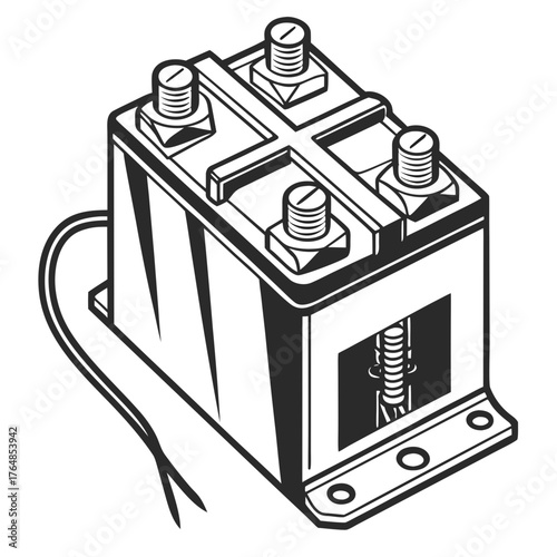 Black and white illustration of an electrical relay