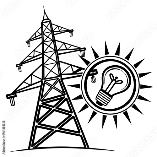 High voltage power line and light bulb