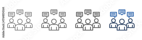 
outline icon sheet communication with a design of three people chatting